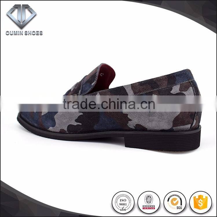 In style 2016 Italy show camo suede moccasin mens leather shoes