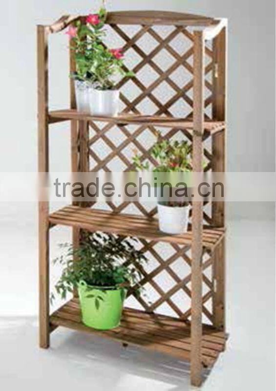 Three tiers natural wooden flower stand