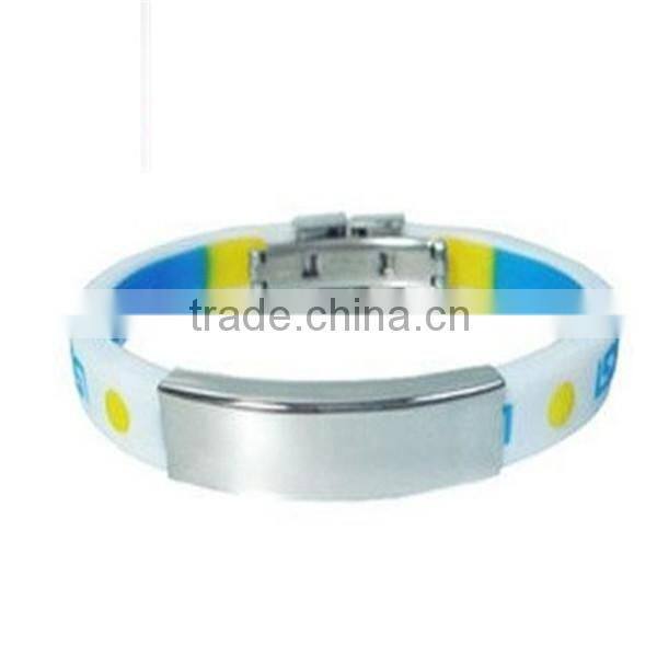 Best selling silicon bracelet with stainless steel for healthcare