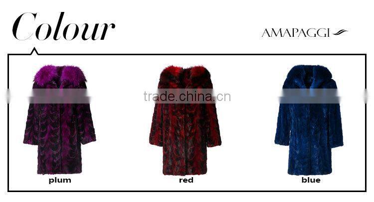 Fashion mink fur coats with fox collar jackets