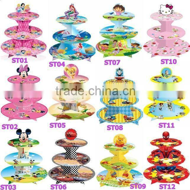 3 Tier Round Cake Cupcake Stand Cake Stand Green with Gold Line Birthday Wedding Party Display