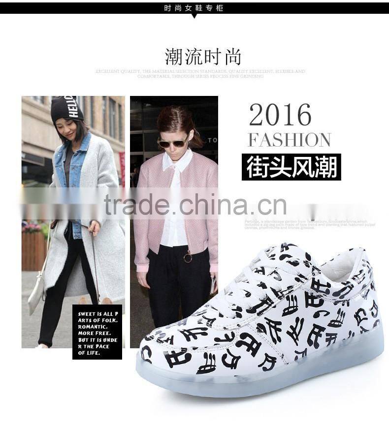 new unise luminous shoes men & womenNewest design unisex USB charging wing pattern luminous LED shoes for adult