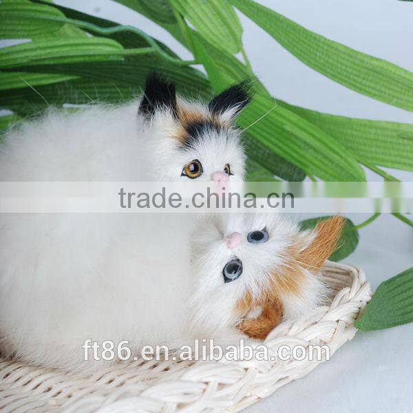 Two cute kittens Children's toys animal model fur animals animated Pointed ears cat