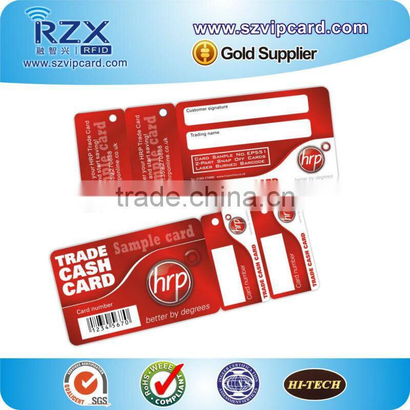 Custom offset printing shaped plastic die cut PVC card with small key tag
