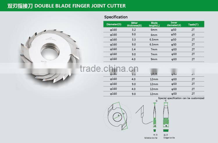Tenon Cutter Finger Joint Cutter Finger Board jointing Blade Woodworking Tools For Furniture Mortise 160*9.0*50*2T*9mm