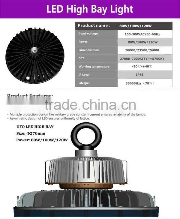 5 years 110lm/w 200w mealwell driver led high bay light ufo