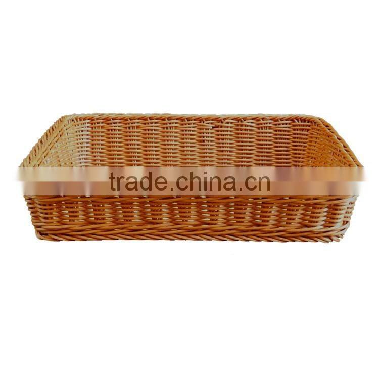 S&D Food Grade Hot Selling poly rattan rectangle handmade washable Fiber storage plastic fruit tray