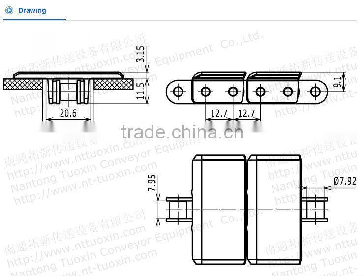 Plastic Snap-on Plate Top Conveyor Chain 843