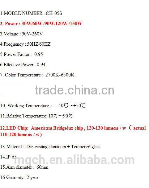 adgustable angle bridgelux 120lumens/ 30w/60w/90w/120w /150w led street light