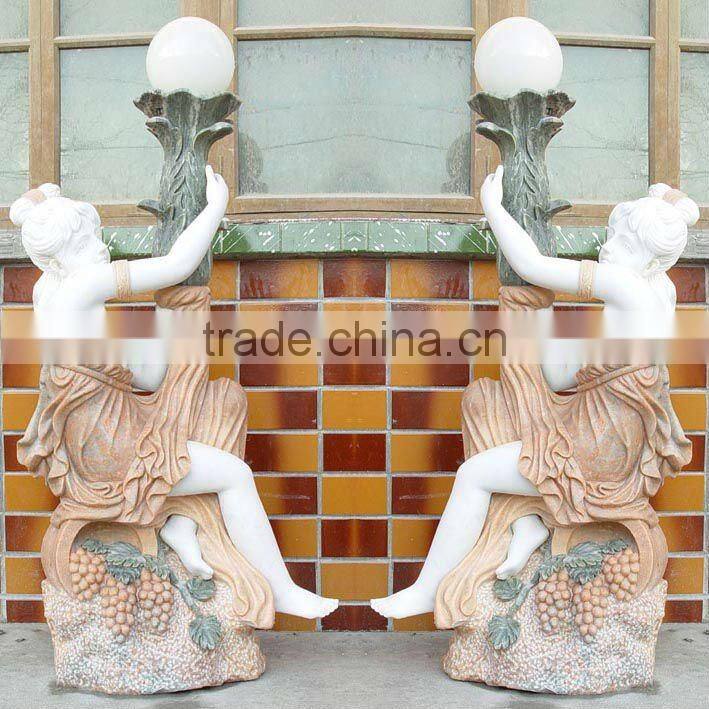 Marble Garden Lamp Statues