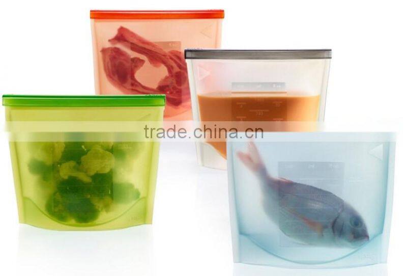 Silicone Kitchen Food Storage Bag Seal Reusable frozen food bags