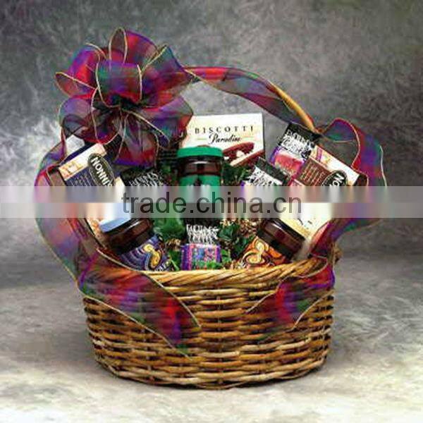 Unique eco-friendly wicker handle gift basket