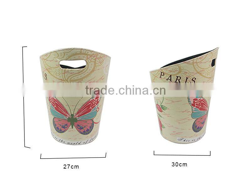 Eiffel Tower Printed Faux Leather trash can