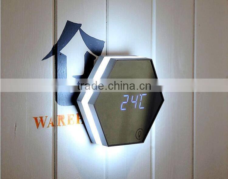 multifunction mirroring alarm clock with led digital thermometer cosmetic mirror night-lighting alarm clock
