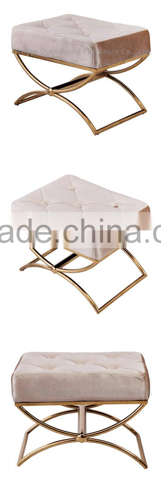 white velvet leisure chair with bent rose golden stainless steel base