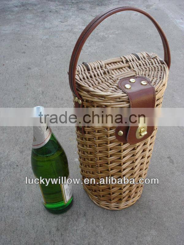 portable antique wicker wash wine bottle insulated carrying basket with handle