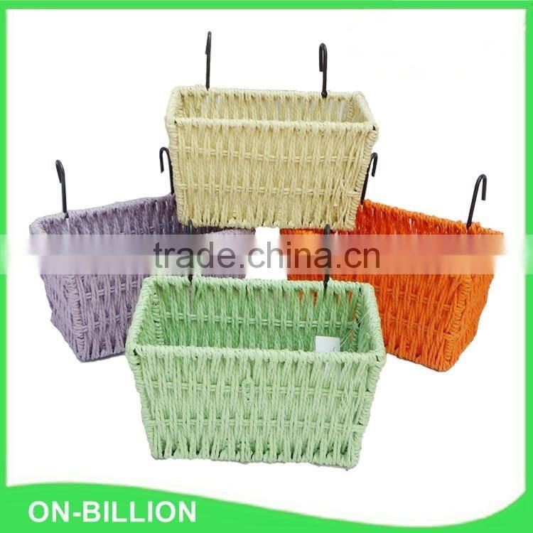 Fancy colored paper rope weaving hanging storage baskets
