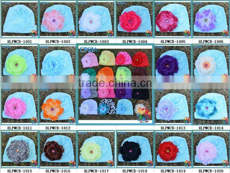 wholesale photo props Toddler Cotton knit beanie with peony flower