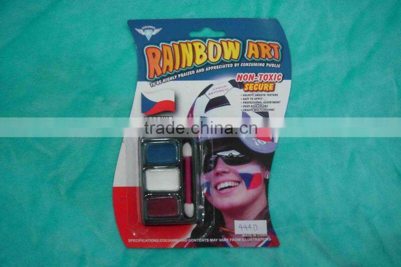 fans safe 3 colors face paint with brush, customized football safety face paint with brush