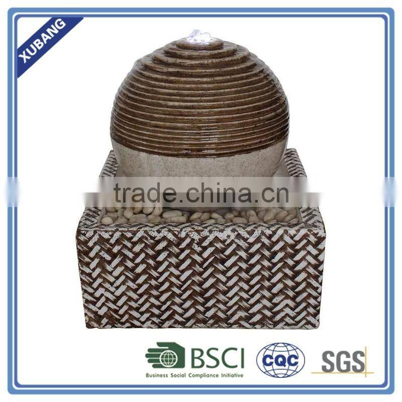 sandstone sphere water feature with LED light statue garden fountain