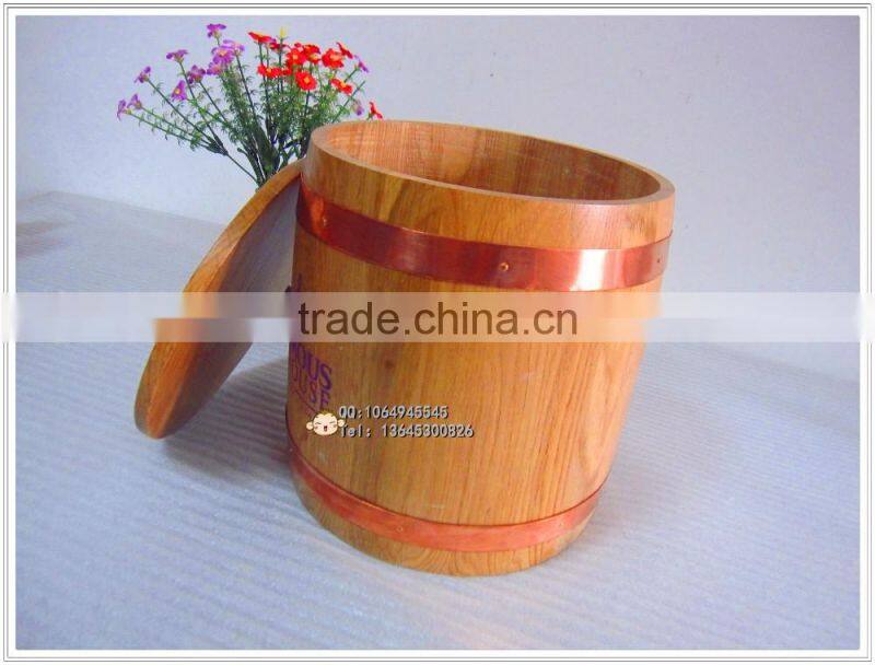 natural colour wooden coffee whisky wine barrel,bucket cask packing wit lid can print LOGO
