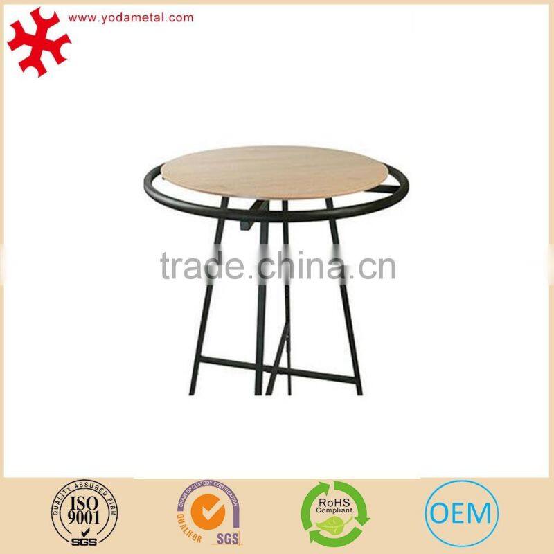 Multifunctional retail clothes store round wood table display rack