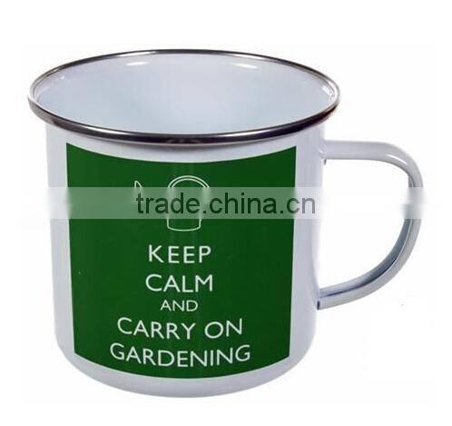 Tin camping mug decal camping mug