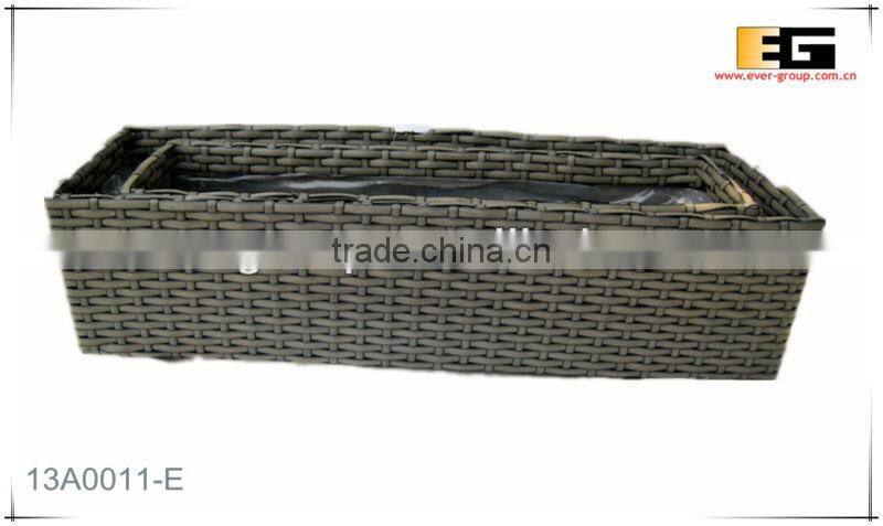 Rect. shape PE rattan with liner plastic pot