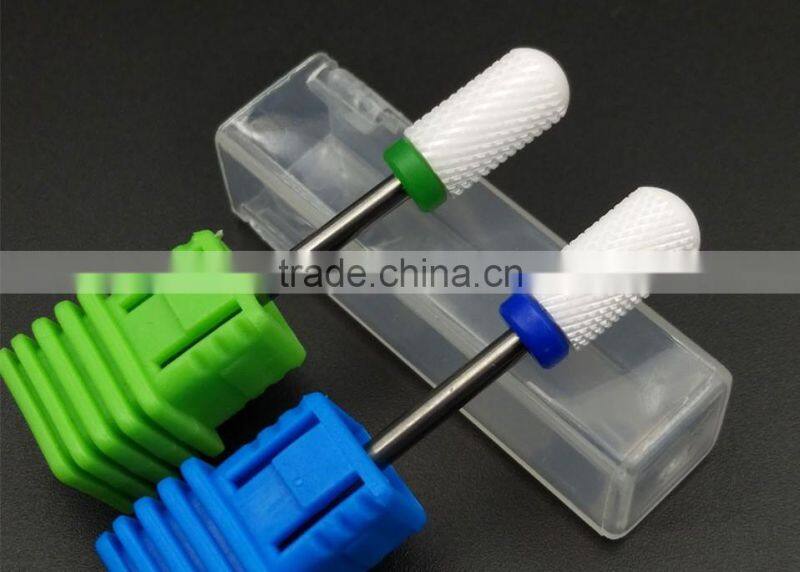 Polishing Drill Barrel Ball Total Length 40MM Head Blade Diameter 13MM White Ceramic Burr for Nail