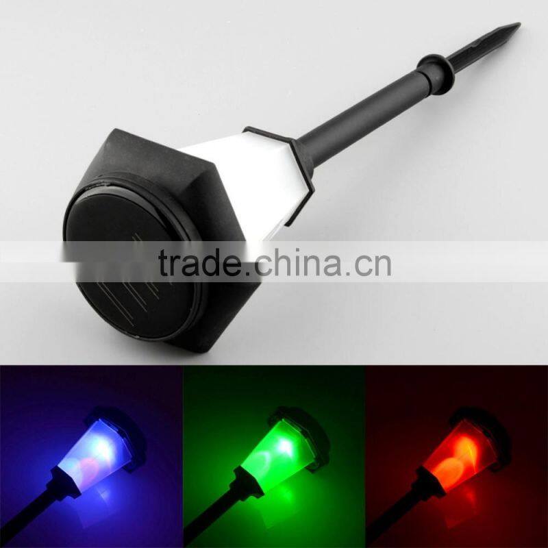 Solar Power LED Light 3-Color Changing Garden Outdoor Landscape Stake Path Lamp