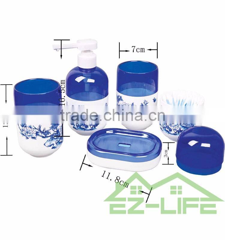 Best 5pcs High quality cool China blue and white Bathroom Accessory Sets