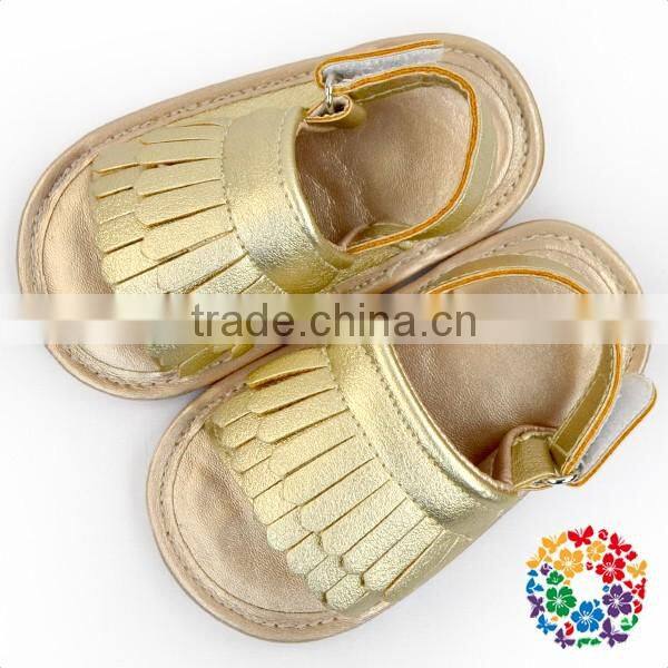Hot Fashion Baby Golden Summer Sandals Shoes Tassels Design Girls Leather Sandal Boutique Baby Girl Sandals