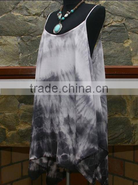 2015 wholesale sexy ladies irregular summer oversize Gypsy TIE DYE Beach Spaghetti Tank top