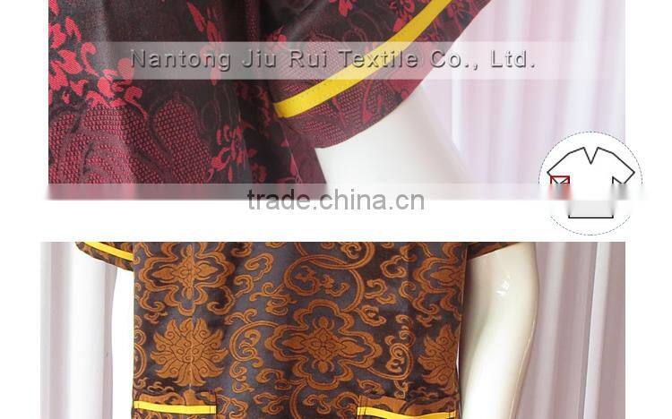 Wine Red Floral Jacquard Pyjamas V-Neck Pyjamas For Sauna Steam Clothes Set Women