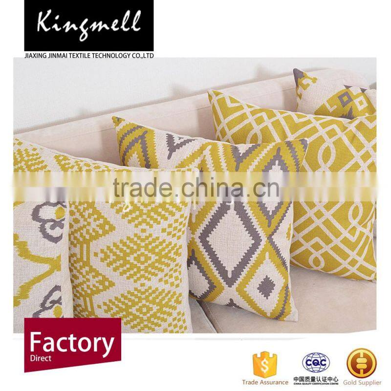 2016 Wholesale custom printed decorative linen cushion covers