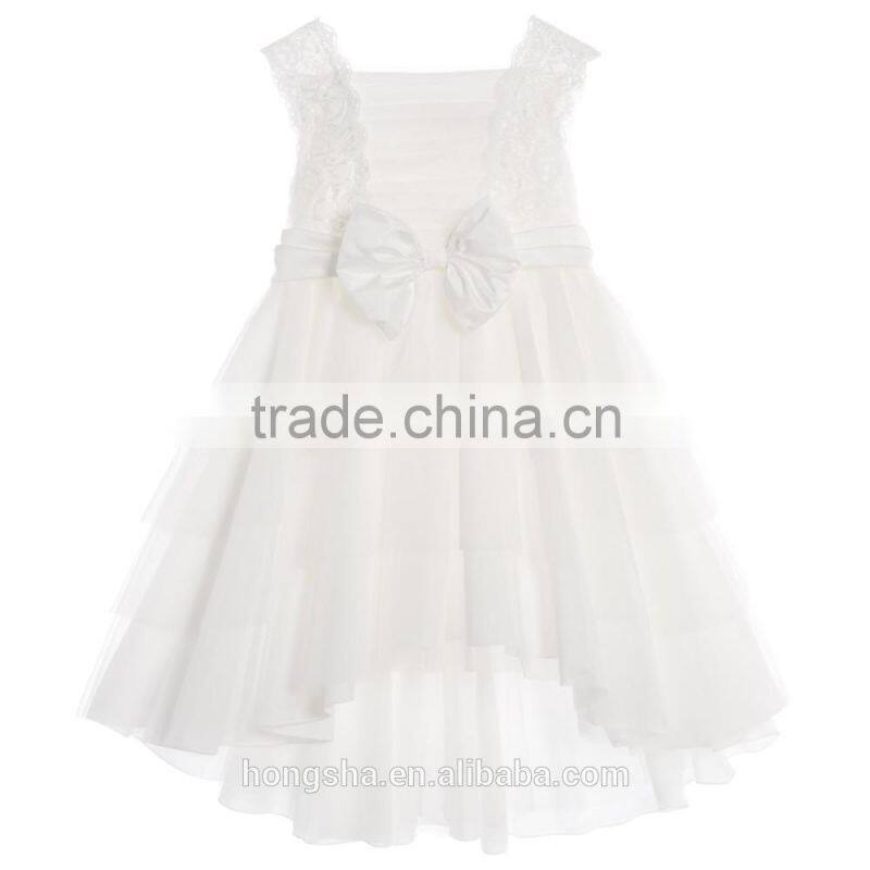 White Flower Girl Dresses Girls Satin Lace Boutique Party Dresses HSD6989