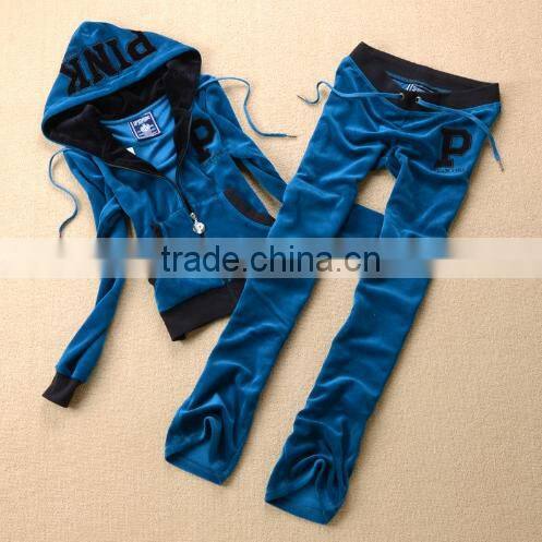 2016 Winter Autumn Women Sweatshirts Sportwear Casual Sports Two Pieces Velvet Suit Pants set