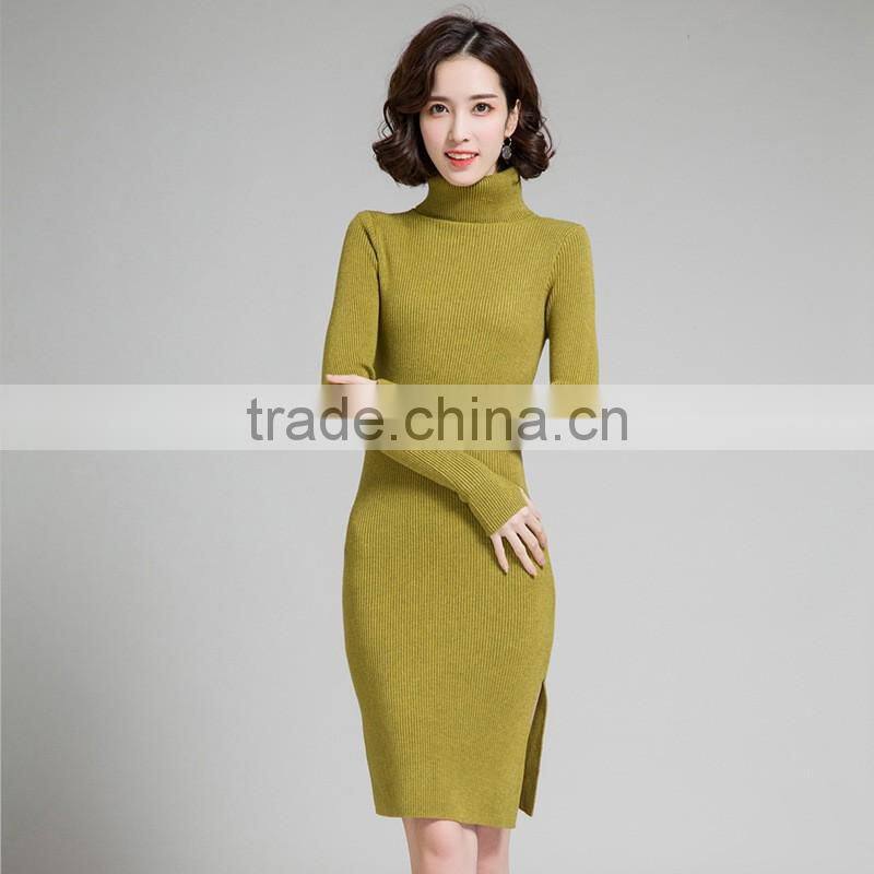clothing factory 2016 winter latest pullover long knitted dress sweater designs for women