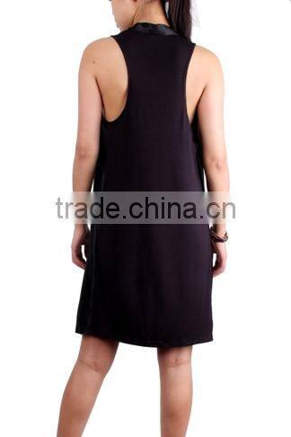 New arrival 100%silk satin black dress design of satin dress