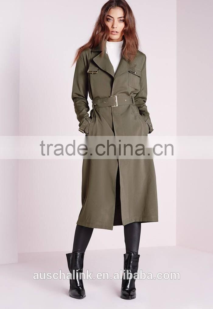 hot sale european style women khaki military trench coat