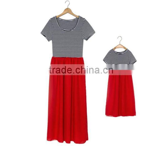 Mother and daughter skirt,modal cotton,fashion design,cross stripe.