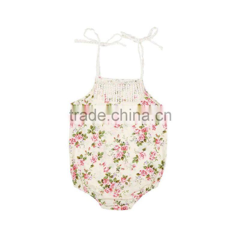 Flower lace Baby Girl Romper Baby Floral Romper with tassels