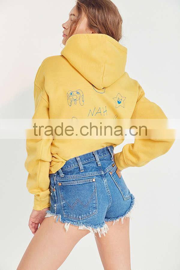 Hot Sale Popular Silence Noise Oui Nah Logo Printing Hoodie Sweatshirt Kangaroo Pocket Yellow Cute Hoody