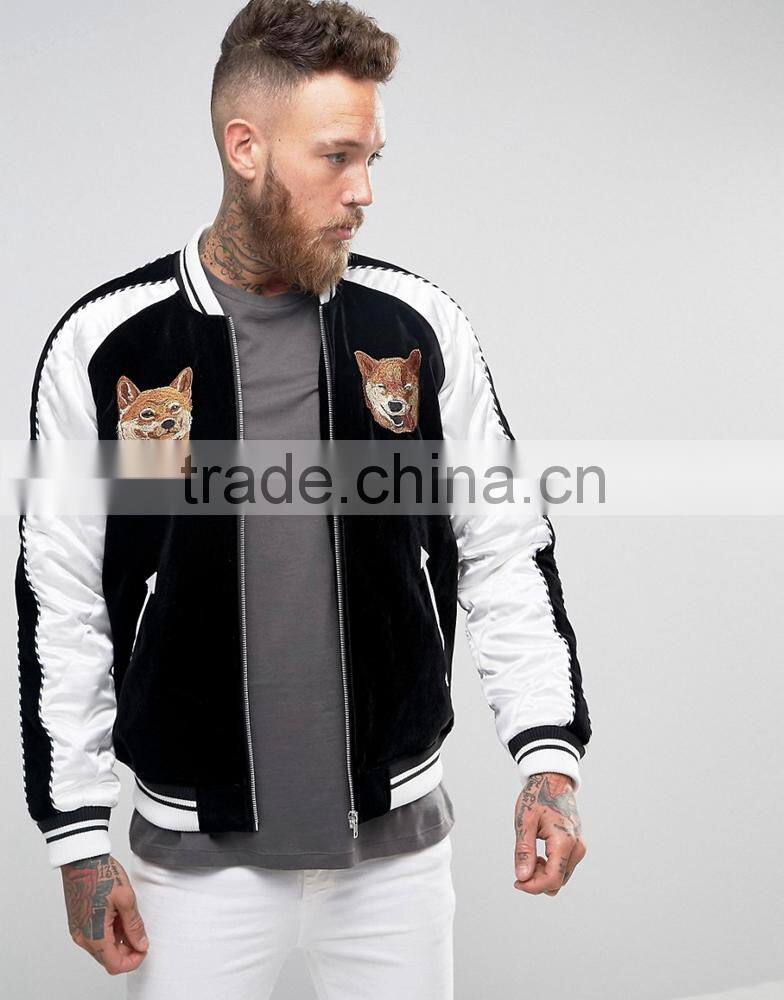 2017 newest arrival black customized colors size material men plain baseball jacket