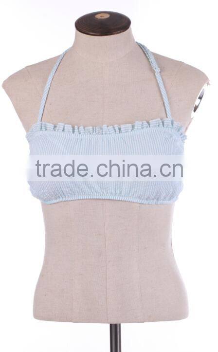 New Arrival Chevron Striped Seersucker Bandeau Top