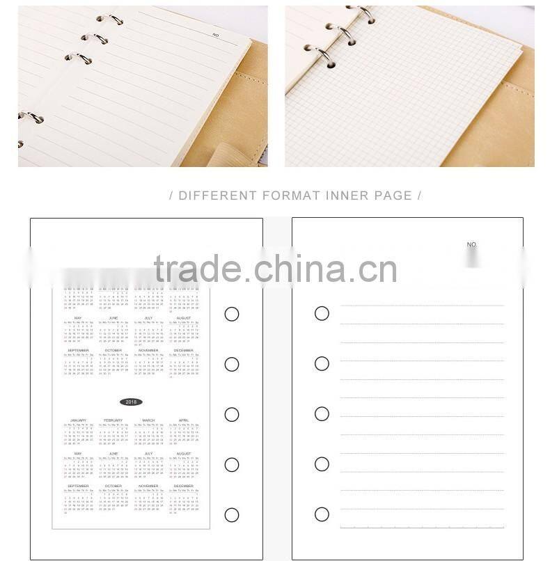 A6 custom PU cover with elastic band loose leaf binding personal diary planner debossed/emboss/gold foil logo