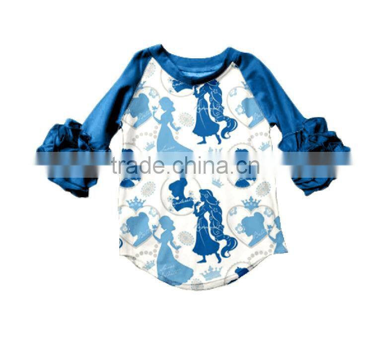 new design!wholesale flutter sleeve shirt baby girls 100% cotton ruffle long sleeve shirt kids ruffle shirt for fall