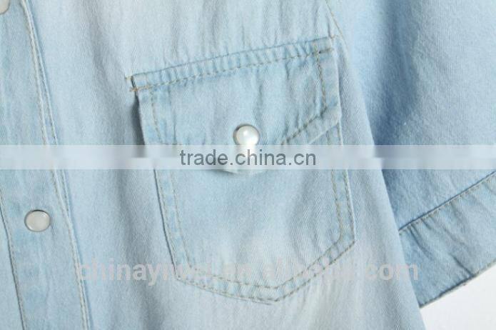 custom women short sleeve denim jacket