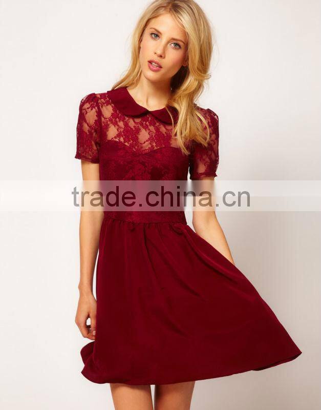 Lace Shirt Dress With Peterpan Collar