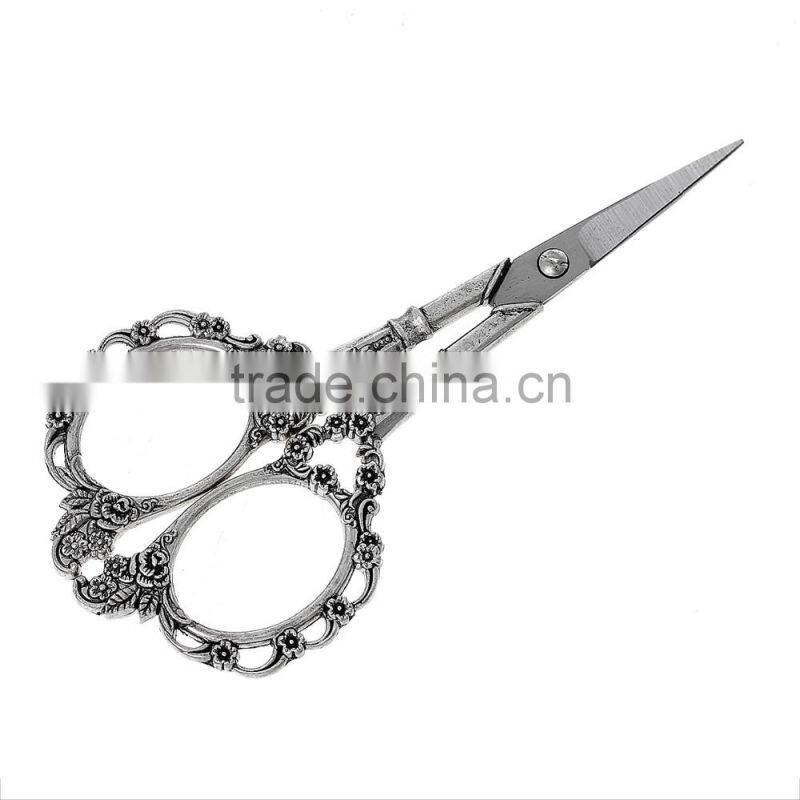 Wholesale Cheap Vintage Retro Style Antique Silver Flower Pattern Stainless Steel Scissors
